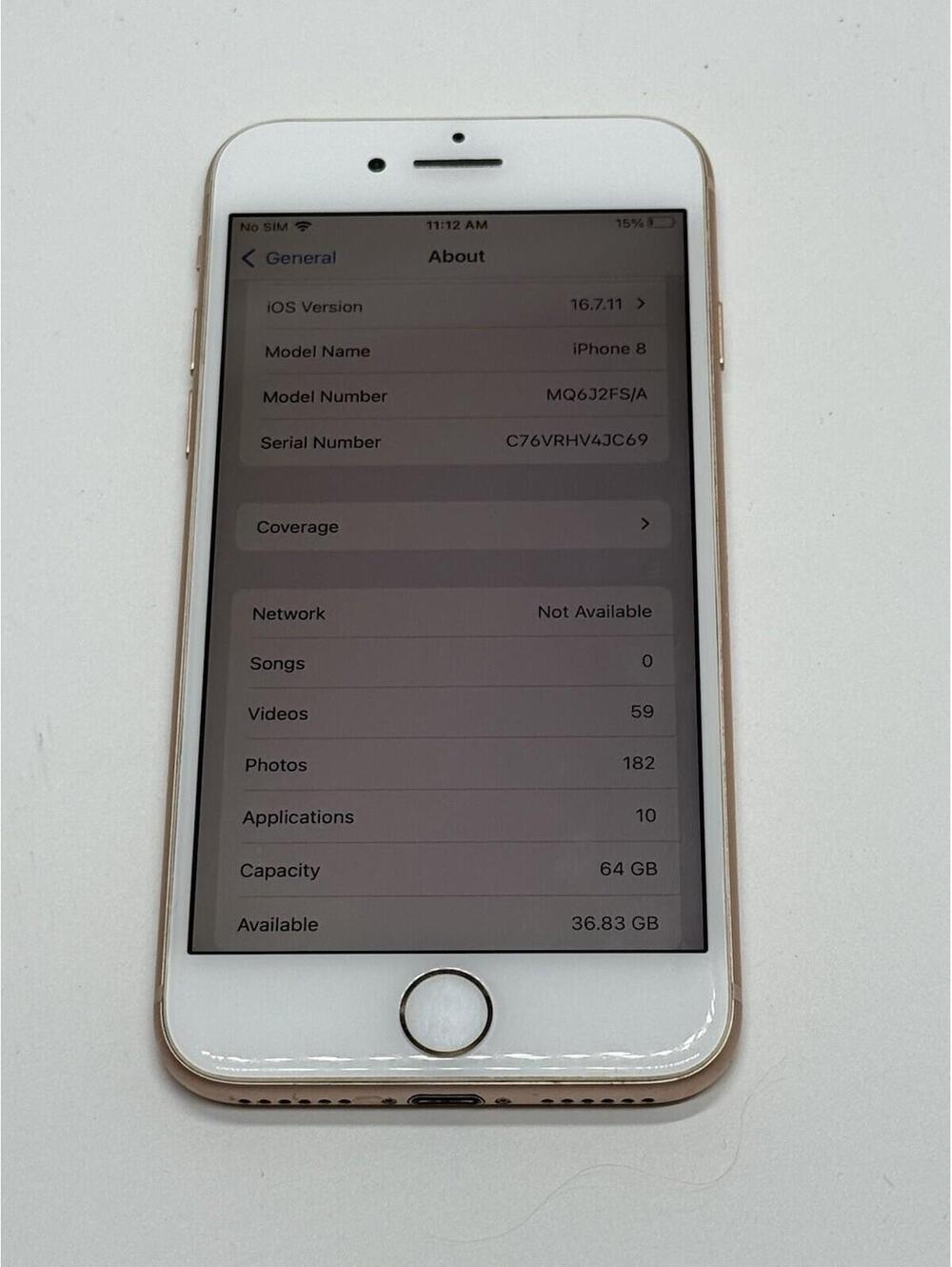 Apple iPhone 8 64GB Gold Unlocked iOS 16 Battery Health 96%